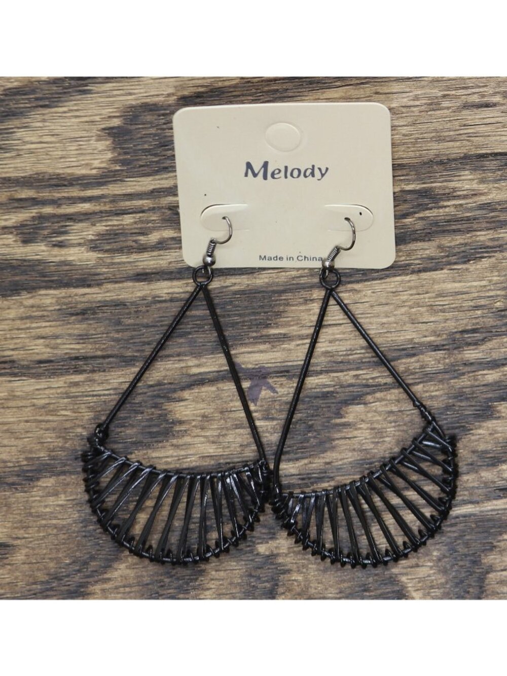 NWT Melody Womens Fashion Dangly Boho Sunburst Teardrop Earrings Black 3.50"